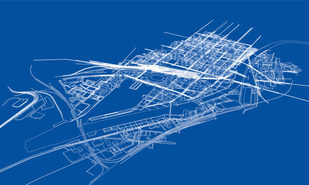 勾勒城市概念线框风格图片下载