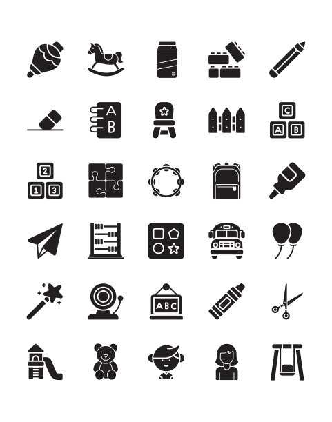 幼儿园图标设置30孤立的白色背景图片下载