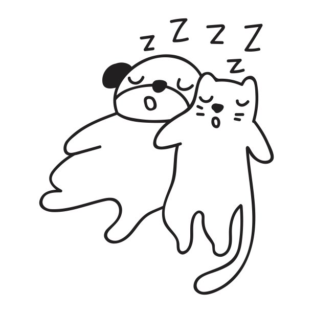 轮廓图标。睡觉的狗和猫。图片下载