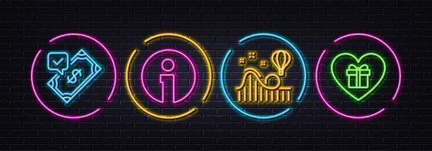 过山车，信息和接受支付最小线图标。对于web应用程序，打印矢量图片下载