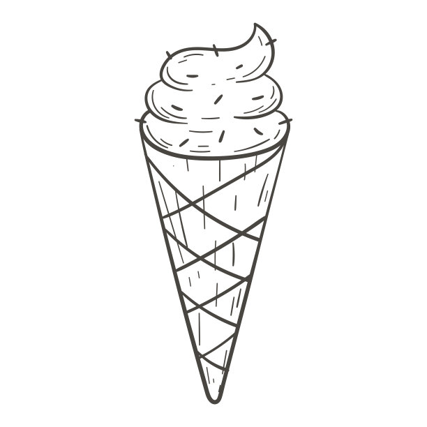 向量涂鸦插图的冰淇淋蛋筒孤立在白色。图片下载