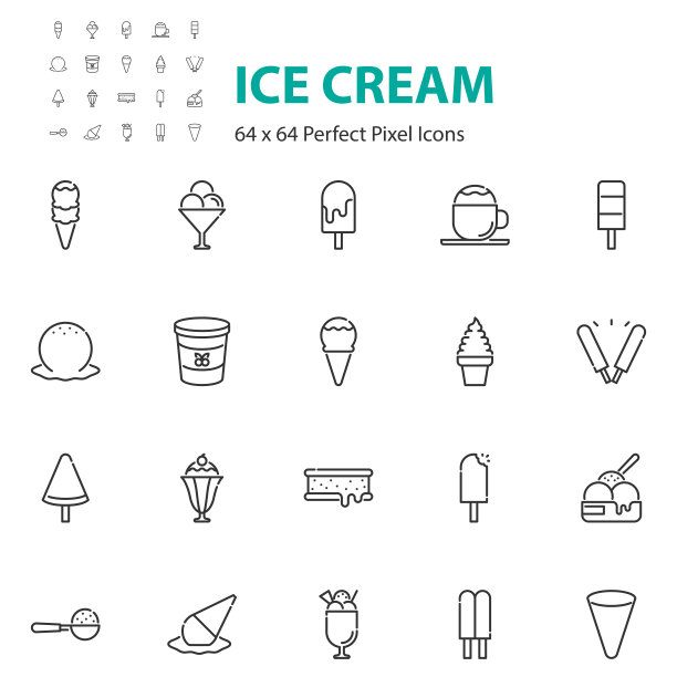 一套冰淇淋图标，夏天图片下载