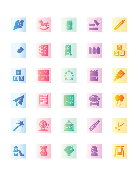 幼儿园图标设置30孤立的白色背景图片下载