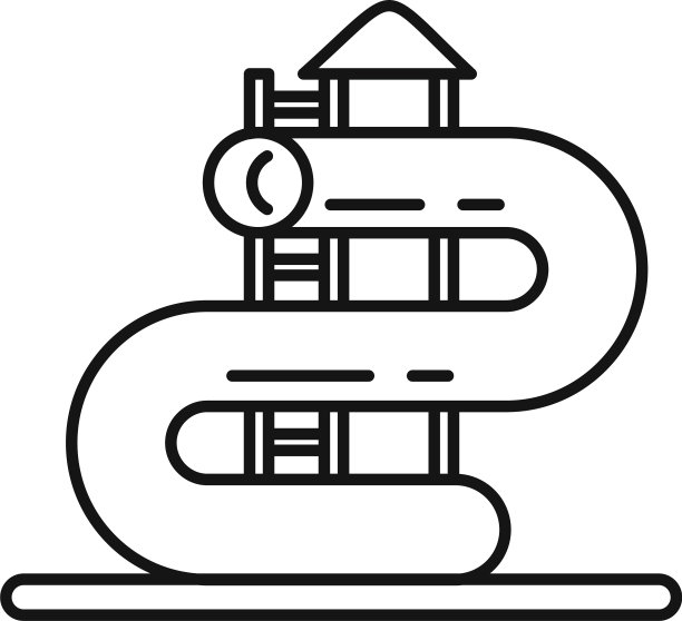 度假水公园管道图标轮廓风格图片下载