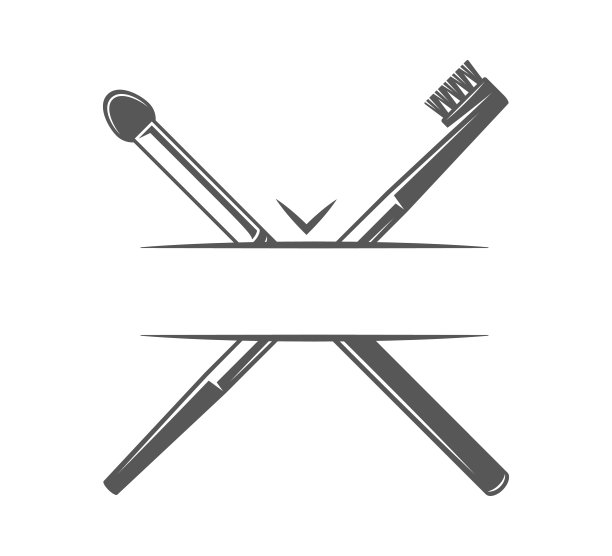 一套化妆刷孤立在白色背景图片下载