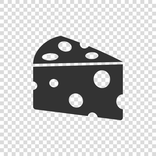 奶酪切片图标在平坦的风格。孤立背景上的牛奶食品载体插图。早餐标牌经营理念。图片下载