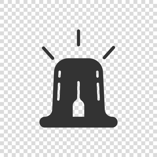 紧急报警图标在平面风格。孤立背景上的警示灯矢量插图。警用紧急标志经营理念。图片下载
