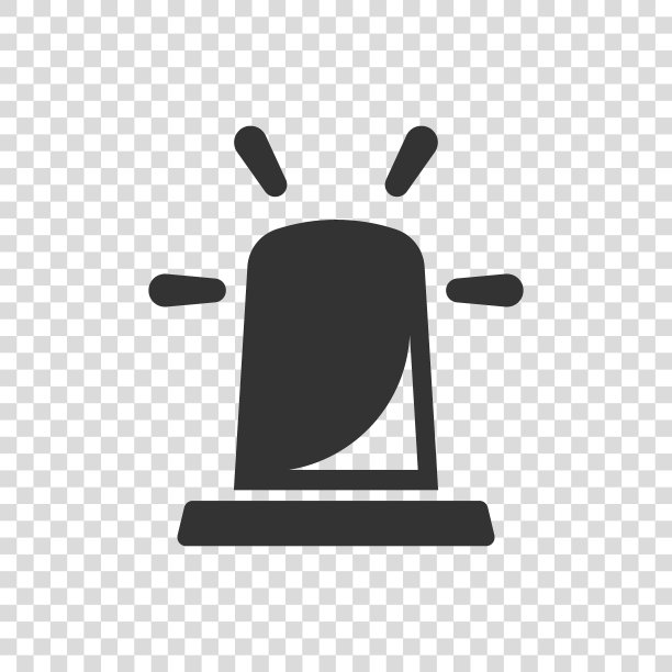 紧急报警图标在平面风格。孤立背景上的警示灯矢量插图。警用紧急标志经营理念。图片下载