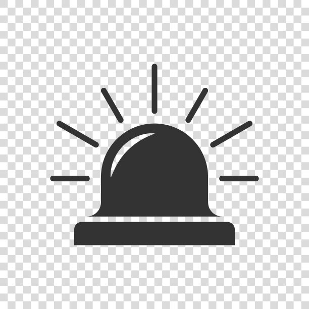 紧急报警图标在平面风格。孤立背景上的警示灯矢量插图。警用紧急标志经营理念。图片下载