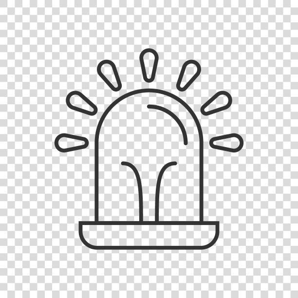 紧急报警图标在平面风格。孤立背景上的警示灯矢量插图。警用紧急标志经营理念。图片下载