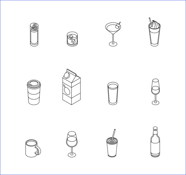 等距食品和饮料套装图片下载