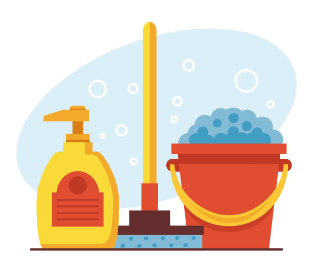 清洁工具孤立的概念。矢量平面设计插图图片下载