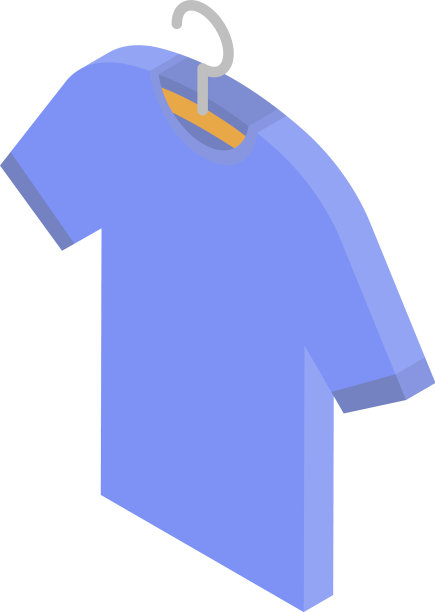 蓝色衬衫上衣架图标等距风格图片下载