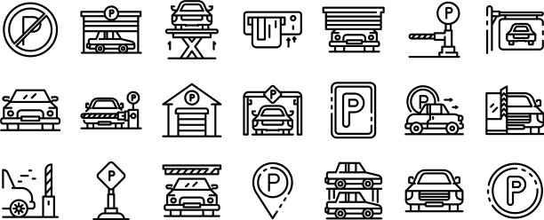 地下停车场图标设置轮廓风格图片下载