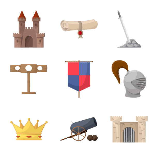 设计中世纪和历史图标集图片下载