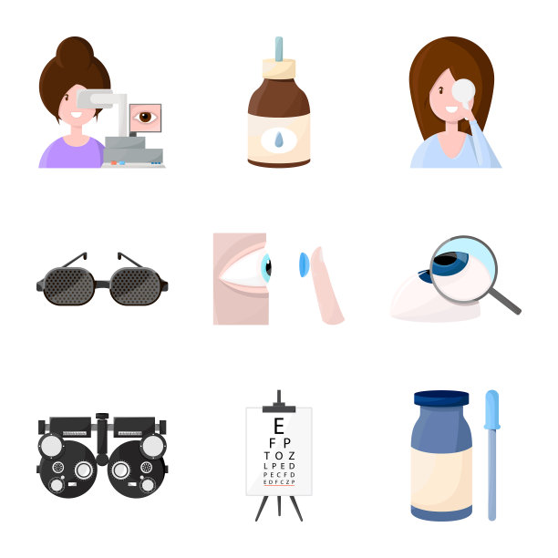 孤立物体视觉和诊所图标集图片下载