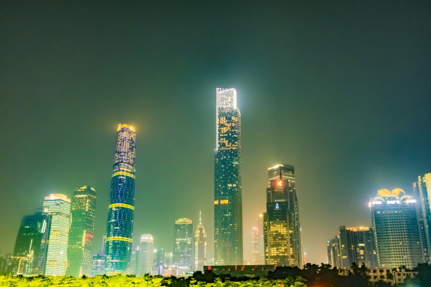 广州新城、现代都市、摩天大楼夜景图片下载
