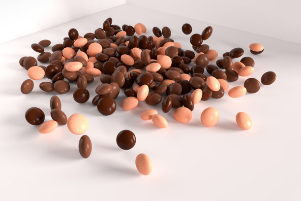 3D渲染巧克力糖果落在白色背景图片下载