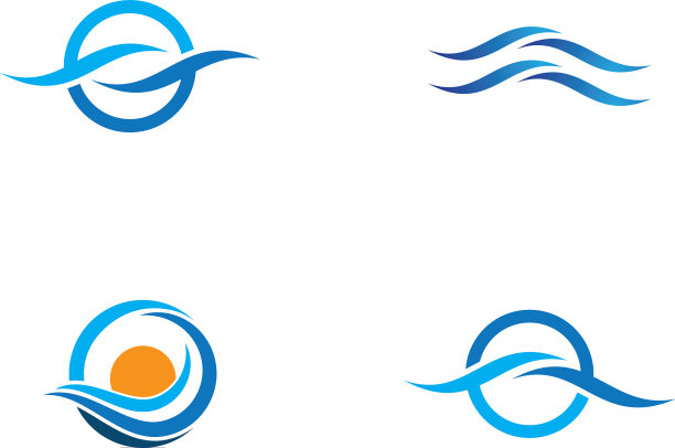 水波符号和图标标志模板图片下载