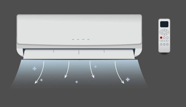 白色空调隔离供暖通风和空调矢量插图在平面风格图片下载