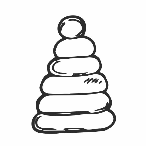 矢量插图轮廓涂鸦金字塔为儿童，着色和报废的书图片下载