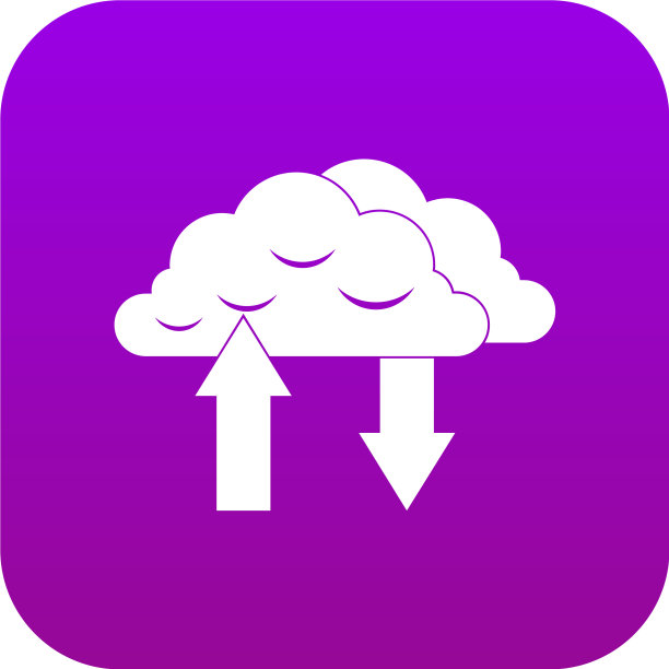 云与箭头数字图标紫色图片下载