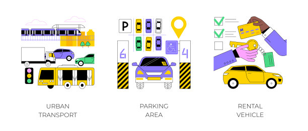 汽车交通抽象概念矢量插图。图片下载