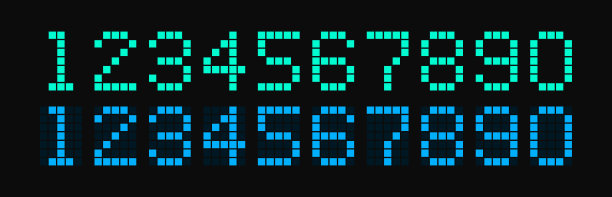 数字电子数字设置像素风格。数字手表，闹钟，倒计时和定时器。矢量插图平面设计图片下载
