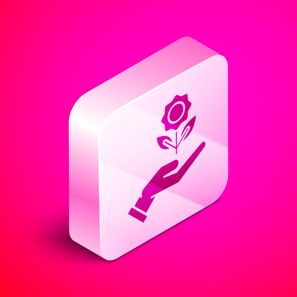 等距手握花图标孤立上图片下载