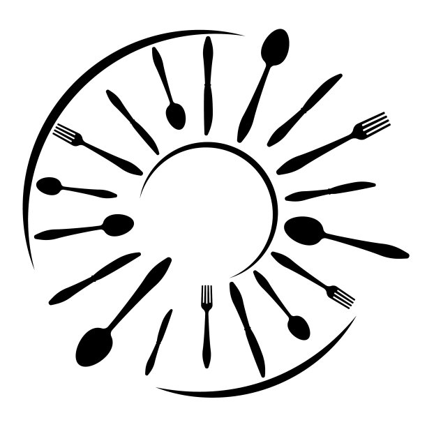 咖啡馆或餐馆用叉子或勺子做的标志图片下载