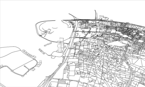 勾勒城市概念线框风格图片下载