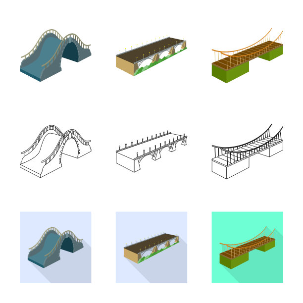 隔离的对象连接和设计图标集图片下载