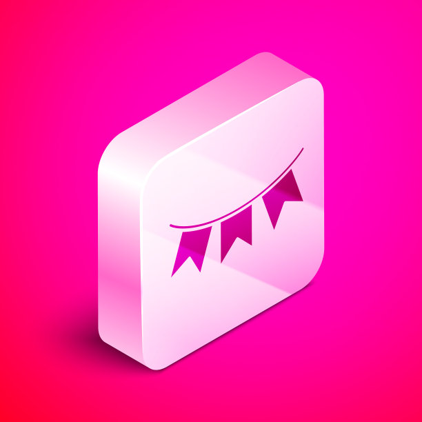 等距嘉年华花环与旗帜图标图片下载