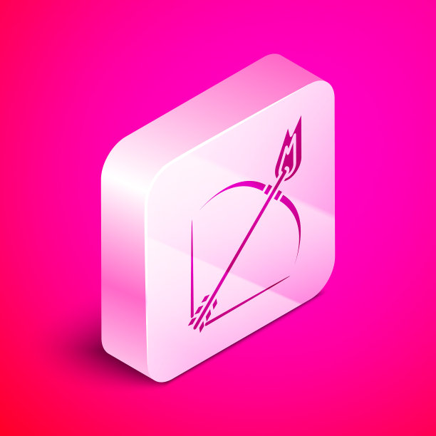 等距弓和射箭图标孤立在粉红色图片下载