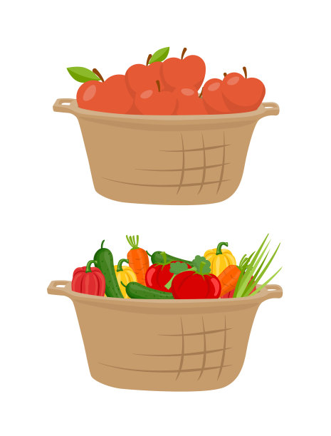 黄瓜和苹果在篮子里图片下载