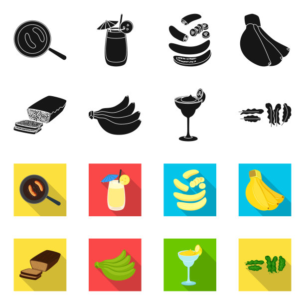 设计自然和素食图标集图片下载