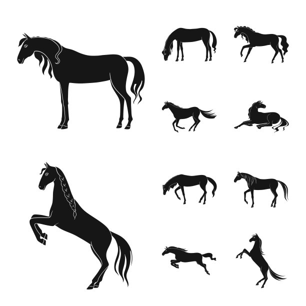 孤立的对象动物群和mare图标集图片下载
