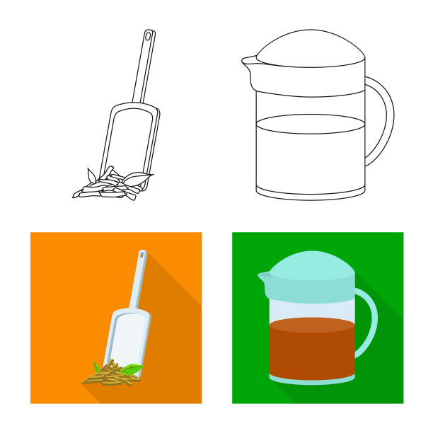 孤立的物体：健康和花卉标志套装图片下载