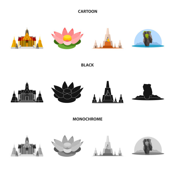 孤立的对象旅行和异国情调的标志集图片下载