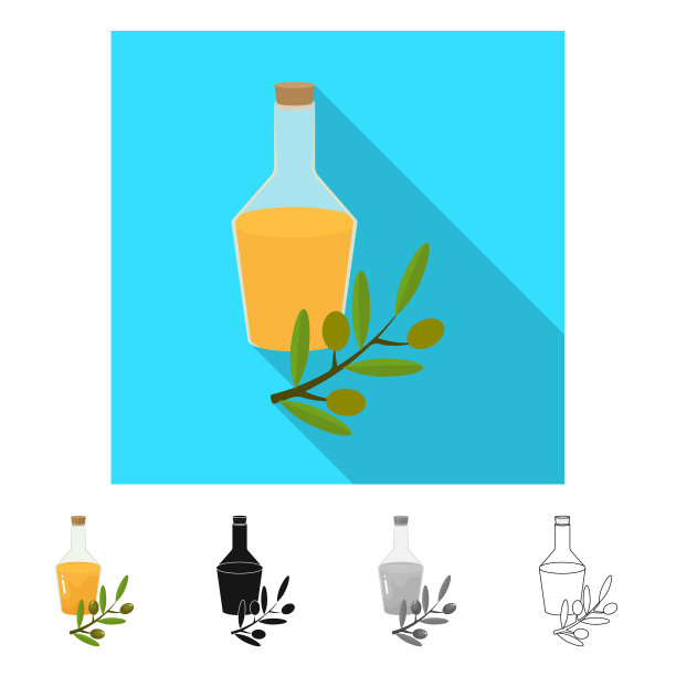 孤立物体橄榄和油图标集图片下载