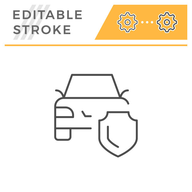 汽车保险可编辑描线图标图片下载