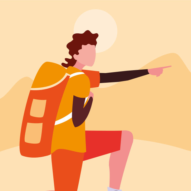 年轻人背着背包在户外散步图片下载