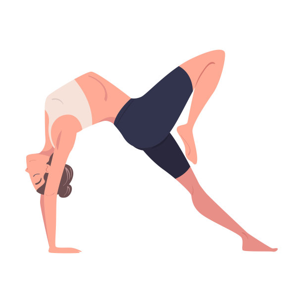 年轻女子练习瑜伽体式或姿势伸展身体矢量插图图片下载