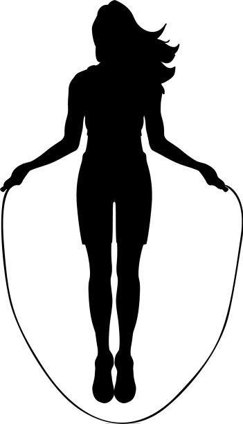 剪影女孩锻炼锻炼跳绳图片下载