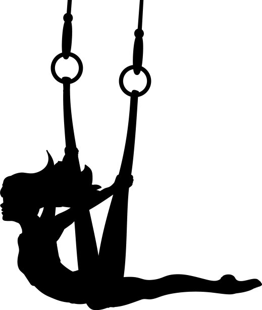 轮廓女孩瑜伽练习姿势空中飞行图片下载