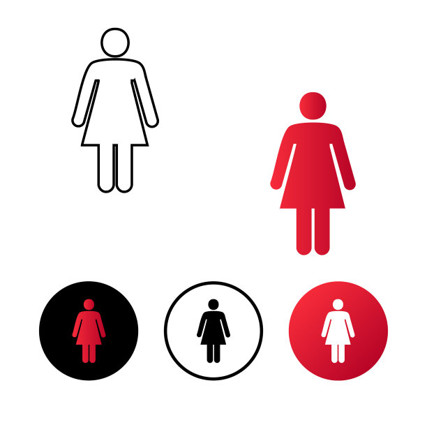 抽象女厕所图标插图图片下载