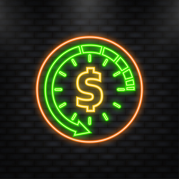 霓虹灯图标。超市夜未眠概念的标志。现金返还绿色横幅，白色背景。图片下载