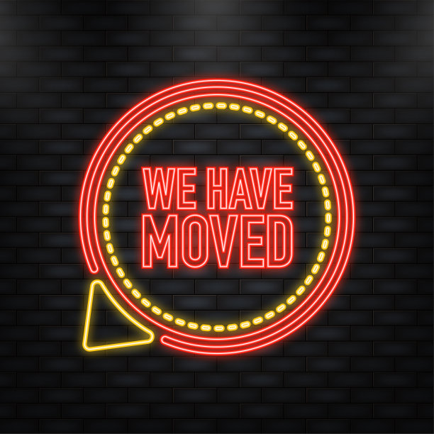 霓虹灯图标。颜色我们移动了细线泡。定位标志的概念，如电子商务交付或转移标签图片下载