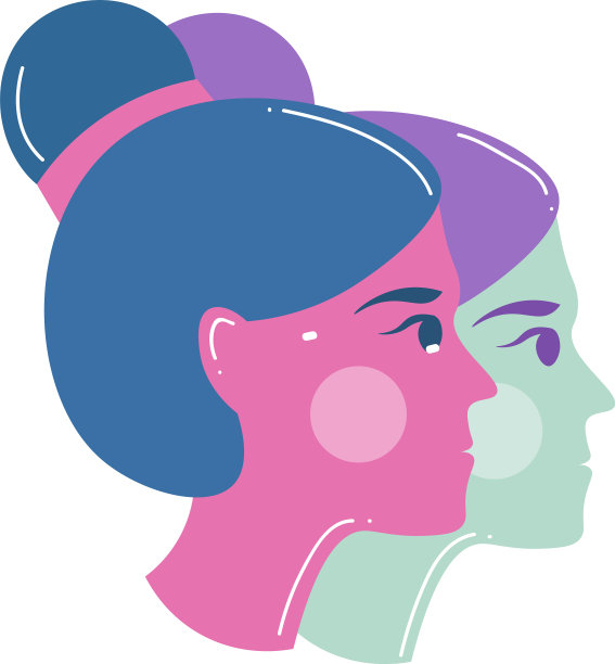 两个女人头双子座标志现代设计图片下载