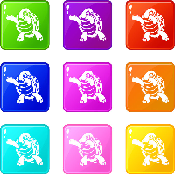舞蹈乌龟图标集9个颜色集合图片下载